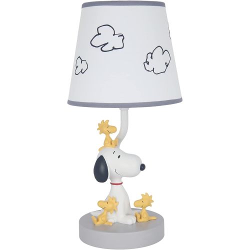 Lambs & Ivy Classic Snoopy & Friends White/Gray Nursery Lamp with Shade & Bulb