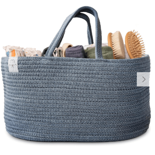 Rope Diaper Caddy Organizer in Folkstone Grey