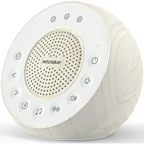 Housbay White Noise Sound Machine for Sleeping, 35 Soothing Sounds, Small Sleep Machine for Adults, Wood Grain Design for Bedroom & Noise Canceling