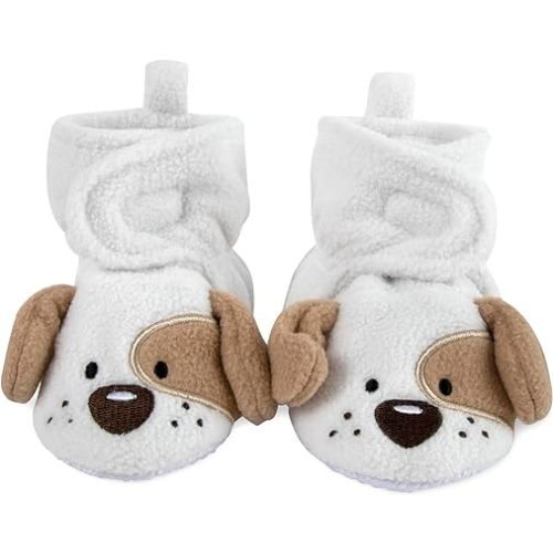 Cozy Fleece Baby Booties- Sherpa Baby Crib Booties Soft Soled Winter Shoes Unisex Fleece Booties Baby Boy, Baby Girl 0-6 Months