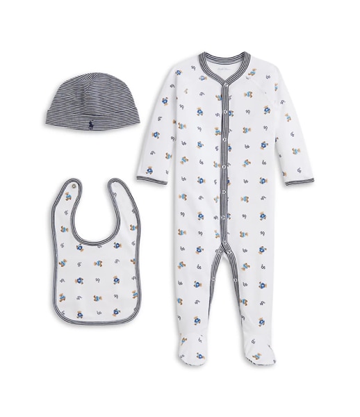 Ralph Lauren Polo Unisex Cotton 3 Piece Gift Set - White (Size Newborn)