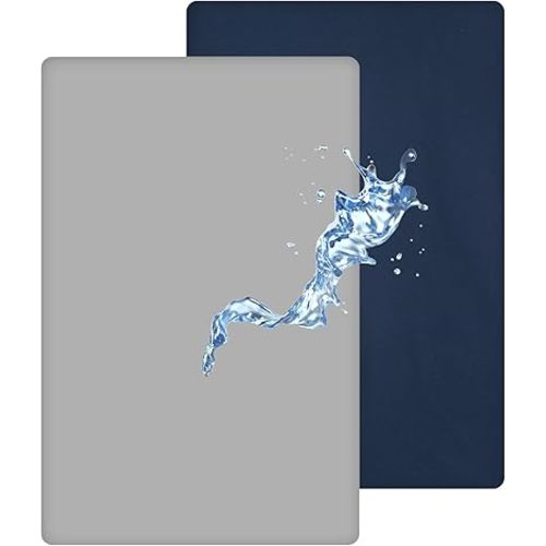 david's kids Waterproof Mini Crib Sheets, 2 Pack Ultra Soft Breathable Mini Crib Mattress Protector for Boys Girls, Universal Fit for Pack N Play, Playard and Mini Crib Mattresses, Navy Blue & Grey