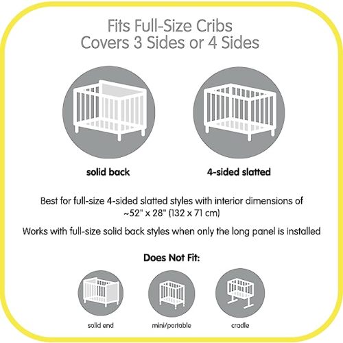 BreathableBaby Breathable Mesh Liner for Full-Size Cribs, Classic 3mm Mesh, White (Size 4FS Covers 3 or 4 Sides)