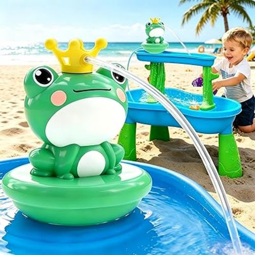 Water Table Pump for Toddlers, Frog Battery Powered Pump for Water Table Cordless Work Splash Toys Kids Toddler Summer Outddor