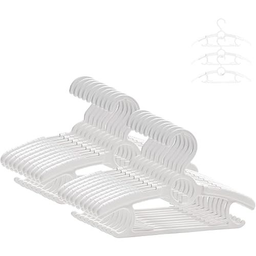 ManGotree Baby Hangers for Nursery Closet, 11''-14.5'' Adjustable Non-Slip Kids Hangers, Space Saving Stackable Plastic Hangers for Baby Toddler Children Kids Teen (20 Pack, White)