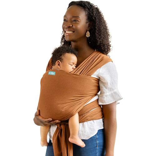 Moby Wrap Baby Carrier | Evolution | Baby Wrap Carrier for Newborns & Infants | #1 Baby Wrap | Baby Gift | Keeps Baby Safe & Secure | Adjustable for All Body Types | Perfect for Mom & Dad | Caramel