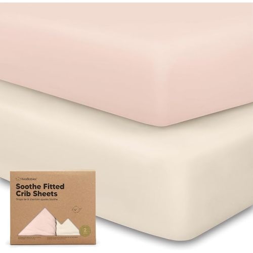KeaBabies 2-Pack Organic Crib Sheets for Boys, Girls, Jersey Fitted Crib Sheet, Baby Crib Sheets Neutral, Cotton Breathable Crib Sheet, Cute Printed Crib Mattress Sheet, Baby Mattress Sheets (Cameo)