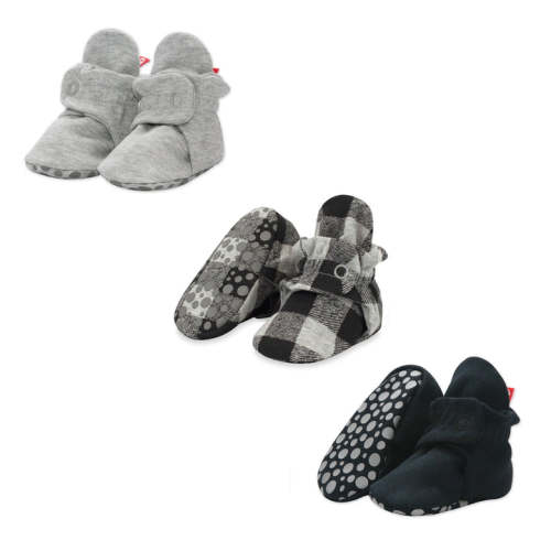 Organic Baby Booties Variety Pack - Check/Gray/Black | Zutano