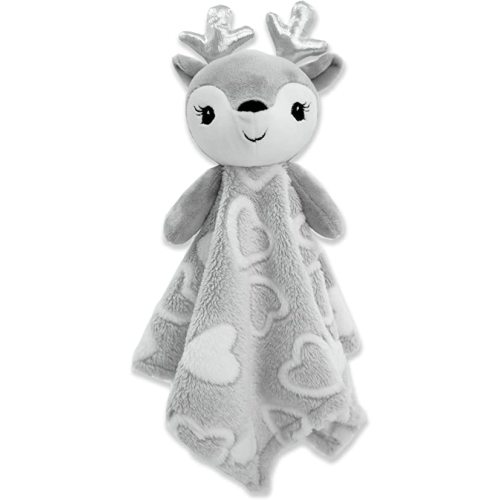 Amazon.com: June Garden Cozy Dream Fleece Baby Security Blanket - Infants Nursery Bed Blankets - 14 x 14 inches Lovey - Stuffed Deer Animal Plush - Grey : Baby