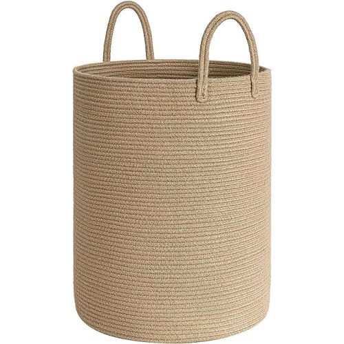 Goodpick Tall Woven Laundry Basket, 72L Wicker Hamper for Blanket, Clothes, Towel, Large Clothes Laundry Basket for Bedroom, Living Room, Tall Laundry Bin 16 x 22 Inches, Jute : Home & Kitchen