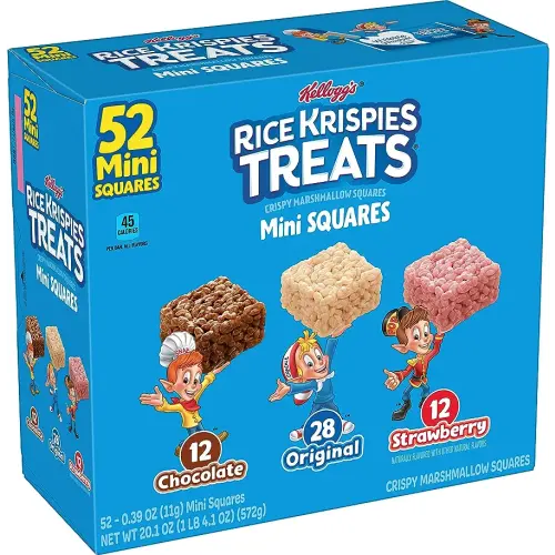 Rice Krispies Treats Mini Squares, Kids Snacks, Lunch Snacks, Variety Pack, 20.1oz Box (52 Bars)