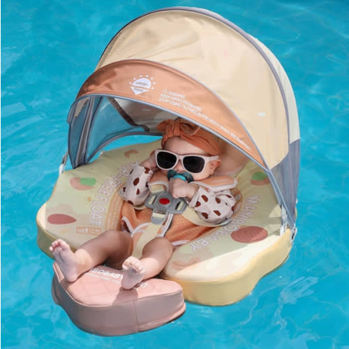 Mambobaby Float Baby/Infant with Canopy, Non-Inflatable Solid Soft Waterproof (Limited Edition Yellow)