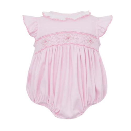 Petit Bebe Tania Pink Knit Smocked Bubble