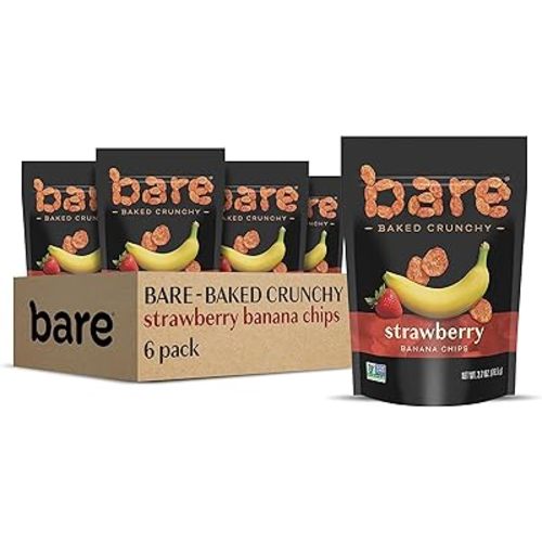 Bare Baked Crunchy Banana Chips, Strawberry, Gluten Free, 2.7 Ounce Bag, 6 Count (Pack of 1)