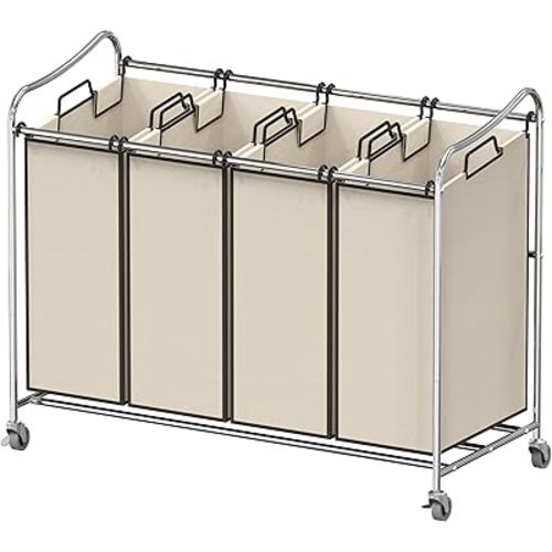 Simple Houseware - Carro rodante clasificador de ropa sucia de 3 bolsas