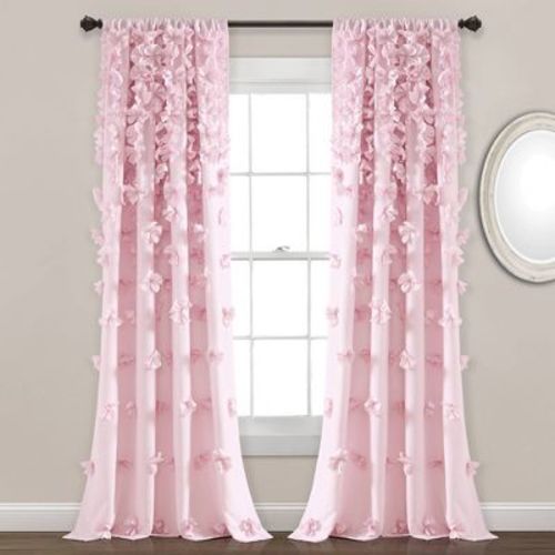 84"x54" Riley Window Curtain Panels Lilac Purple - Lush Décor: Light Filtering, Microfiber, Rod Pocket