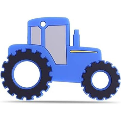Baby Tractor Car Silicone Teether,Sensory Chew Toys,BPA Free Soft and Effective Infant Teething Pain Relief Toys,Freezer Safe,Food Grade Silicone,Best Shower Gift for Boys and Girls (Blue)