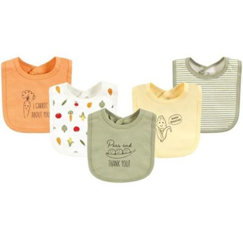 Touched By Nature Unisex Baby Organic Cotton Bibs, Peas And Thank You, One Size
