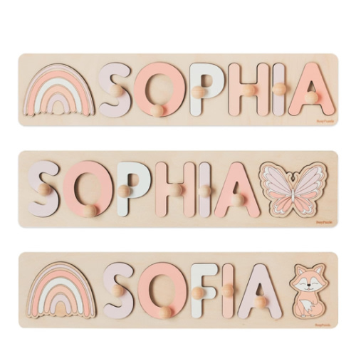 Personalized Name Puzzle Montessori Toys, Wooden Name Puzzle, Baby Toys Name Puzzle, Personalized Baby Girl Gifts, Boho Nursery Decor, 1st Birthday Gift, Toddler Girl Room Decor