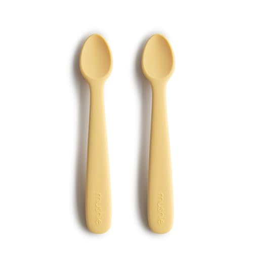 mushie Silicone Baby Feeding Spoons | 2 Pack (Daffodil)