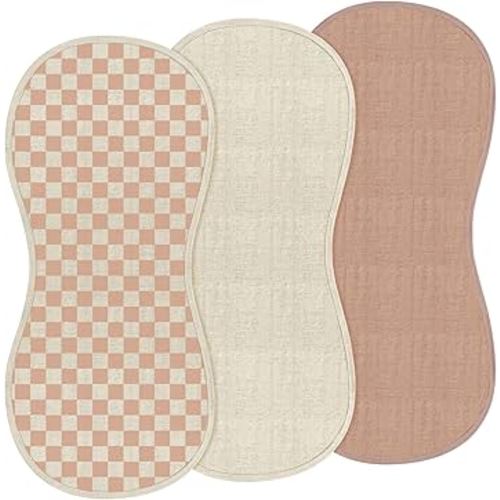 Hhahafelt 3 Pcs Changing Pad Liners Fits in Peanut Shape Changing Pad Waterproof Diaper Mats Organic Cotton Peanut Mats are Warm on a Baby's Back, Washable Reusable(Checker Style)