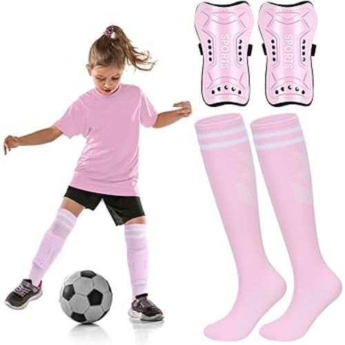 Syhood Soccer Shin Guards and Socks for Toddler Kids Youth, Lightweight Soccer Shin Pads Protective Defender Gear for 3-5, 5-10, 10-15 Years Old Children Teen Boys Girls Sports Game