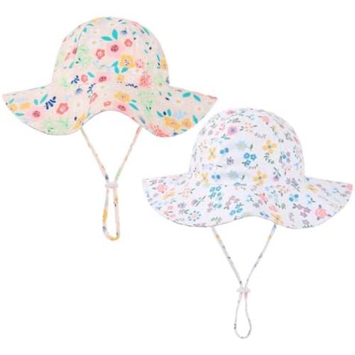 Baby Girl Sun Hat Toddler Beach Hats with UPF 50+ Protective Infant Summer Hat with Wide Brim Baby Girls Bucket Hat Swim Hat