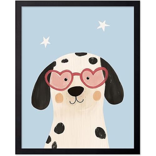 Poster Master Nursery Poster - Dalmatian in Glasses Print - Whimsical Dog Art - Fun Playroom Art - Cute Nursery Wall Art - Boho Kid's Room Decor - 8x10 UNFRAMED Wall Art