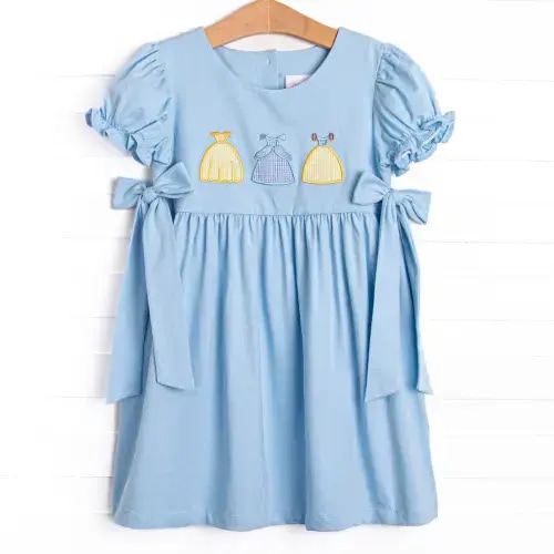 Enchanted Gowns Applique Side Tie Dress, Blue – Stitchy Fish