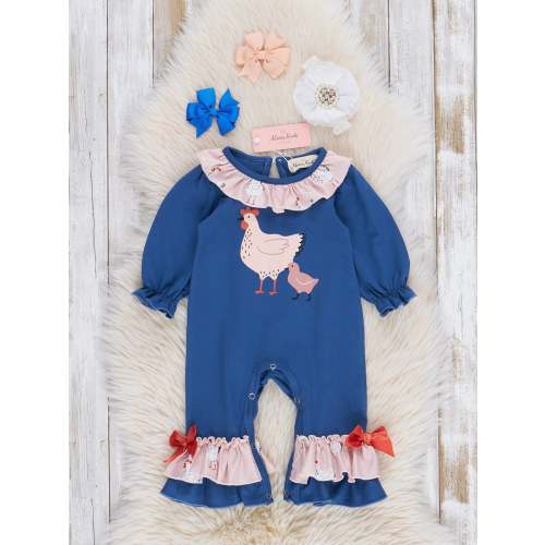 Blue Sweet Little Chick Ruffle Romper