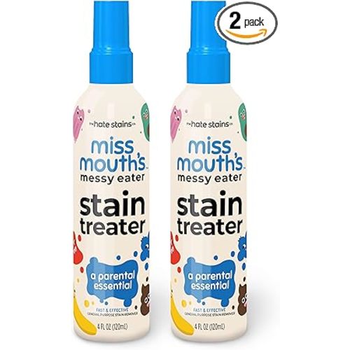 Miss Mouth's Messy Eater Stain Treater Spray - 4oz 2 Pack Stain Remover - Newborn & Baby Essentials - No Dry Cleaning Food, Grease, Coffee Off Laundry, Underwear, Fabric