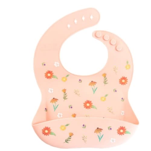 Silicone Bib Wildflower Ripe Peach – Austin Baby Collection