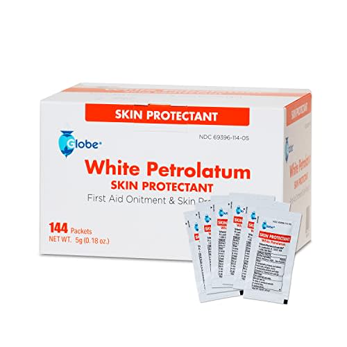 Globe (Box of 144 White Petrolatum Jelly for Dry or Cracked Skin, Soothing White Petroleum Jelly for Minor Skin Irritations, 5g Foil Packets, 144 Packets