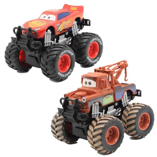 SVORUFY 2-Pack Car 3 Toys, Movie Car Toys, Trailer Mater, McQueen,Wild Big Wheel Toy Car