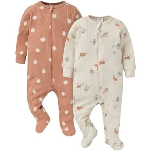 Gerber Unisex Baby 2-pack 2-way Zip Thermal Footed Sleep 'N Play