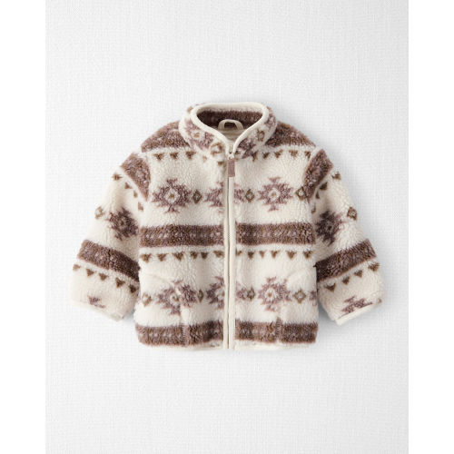 Baby Recycled Southwestern Sherpa Jacket, Newborn, Dough Cream/Caribou Brown - Little Planet | Carter's
