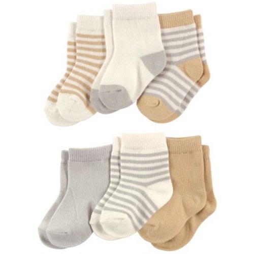 Touched by Nature Baby Unisex Organic Cotton Socks, Neutral Stripes, Size: 0-6 months