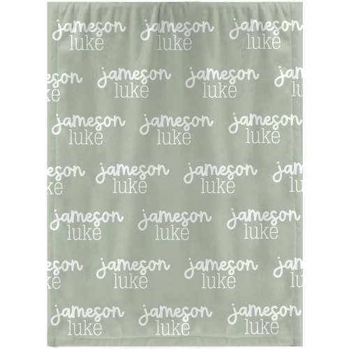 Personalized Repeating Name Baby Blanket- Sage Green