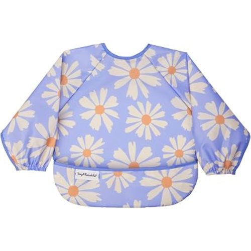 Tiny Twinkle Long Sleeve Bib for Babies & Toddlers | Waterproof Smock Bib for Eating | Machine Washable & Mess-Proof Feeding Essentials | Newborn Shower Gift (Daisies, 6–24M)