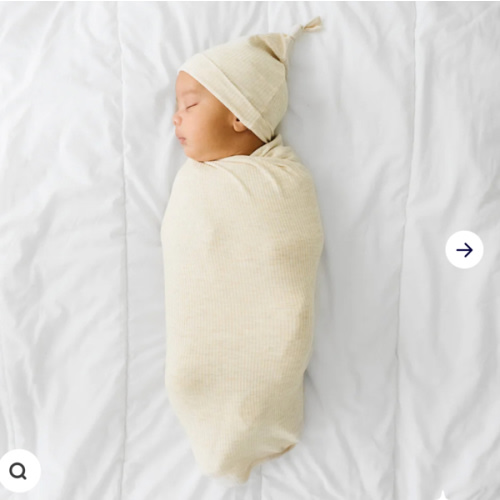 Heather Oatmeal Ribbed Swaddle & Hat Set - Little Sleepies