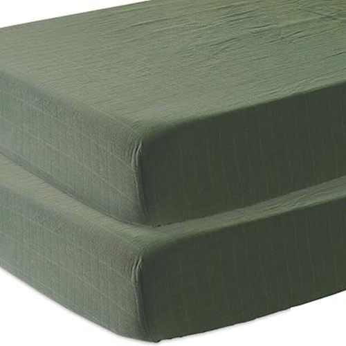 Mozah Baby Crib Sheets for Boys and Girls, Fitted Crib Sheet 2 Pack for Standard Crib and Toddler Mattress, Super Soft Baby Sheet 28x52x8in (Green)