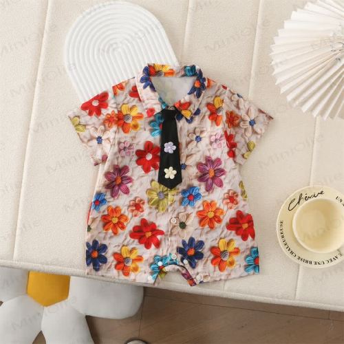 Baby Boy Hawaiian Style Romper with Tie