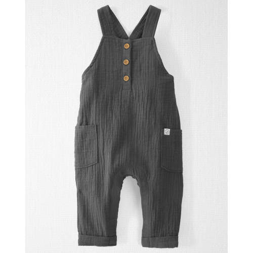 Baby Organic Cotton Gauze Overalls in Dark Gray - Style,Charcoal