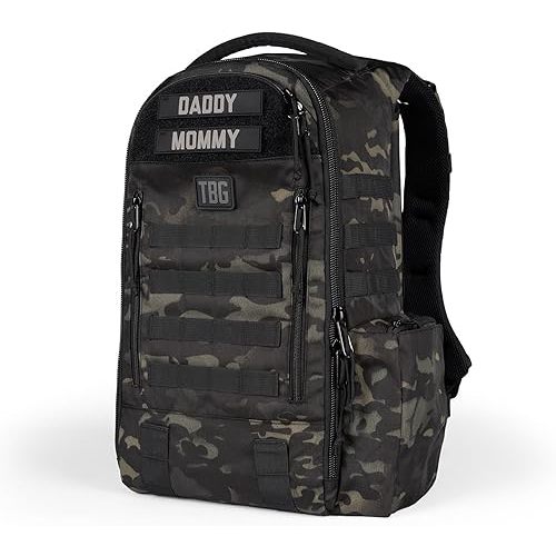 Tactical Baby Gear Daypack Tactical Diaper Bag Backpack for Dads - MOLLE compatible, Built-in Changing Mat, Stroller Straps (Multicam Black 4th Gen)