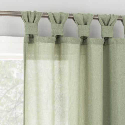 40"x84" No. 918 Light Filtering Semi-Sheer Hathaway Twist Tab Top Curtain Panel Sage Green: Transitional Polyester Drapery
