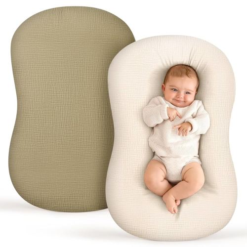 Termichy Baby Lounger Covers for Newborns: Muslin Lounger Pillow Covers Fit for Snuggle Me for Cozy Naps at Home or On The Go – Must Have Baby Nest Lounger Sheets for Toddler Girl Boy 0-12 Months