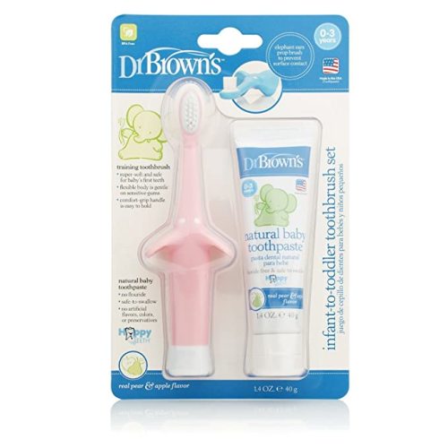 Dr. Brown's Infant Toothbrush and Toothpaste Combo Pack - Pink - Toothbrush Set 2