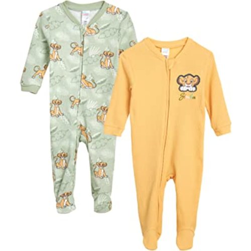 Disney Baby Boys' Mickey Mouse Romper - 2 Pack Sleep n' Play Footed Coveralls (0-9M)