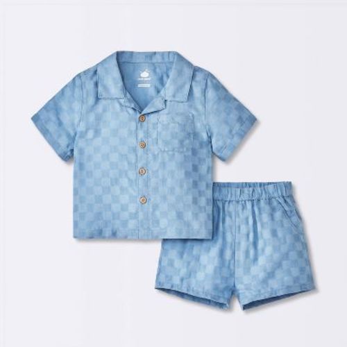 Baby Boys' Checkered Top & Bottom Set - Cloud Island™ Blue