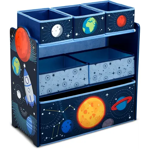 Delta Children Space Adventures Design & Store 6 Bin Toy Storage Organizer - Greenguard Gold Certified, Blue